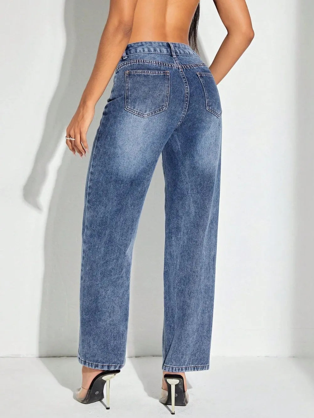 Fashionable wide leg patchwork jeans and pants