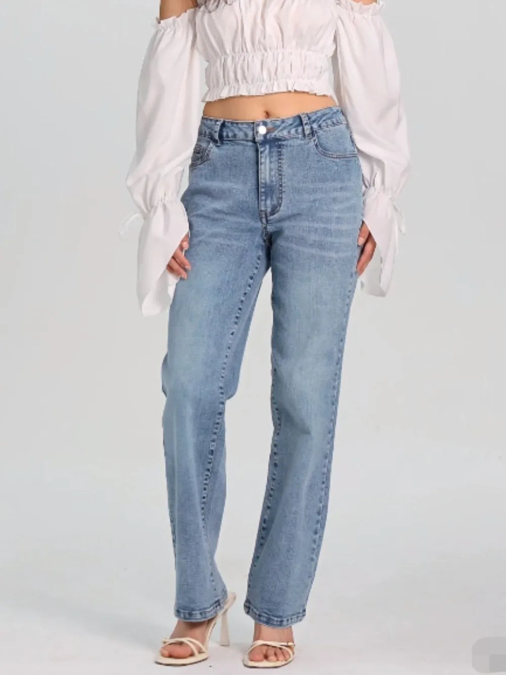 Cowboy pants women's straight leg easy to wear high waisted pants