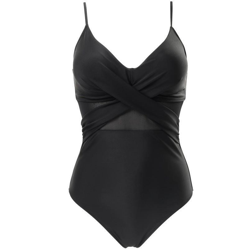 Slimming and meat blocking one-piece swimsuit for women new mesh splicing backless swimsuit