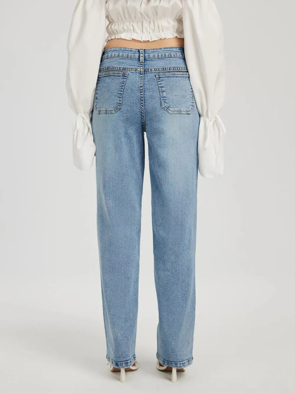 Cowboy pants women's straight leg easy to wear high waisted pants