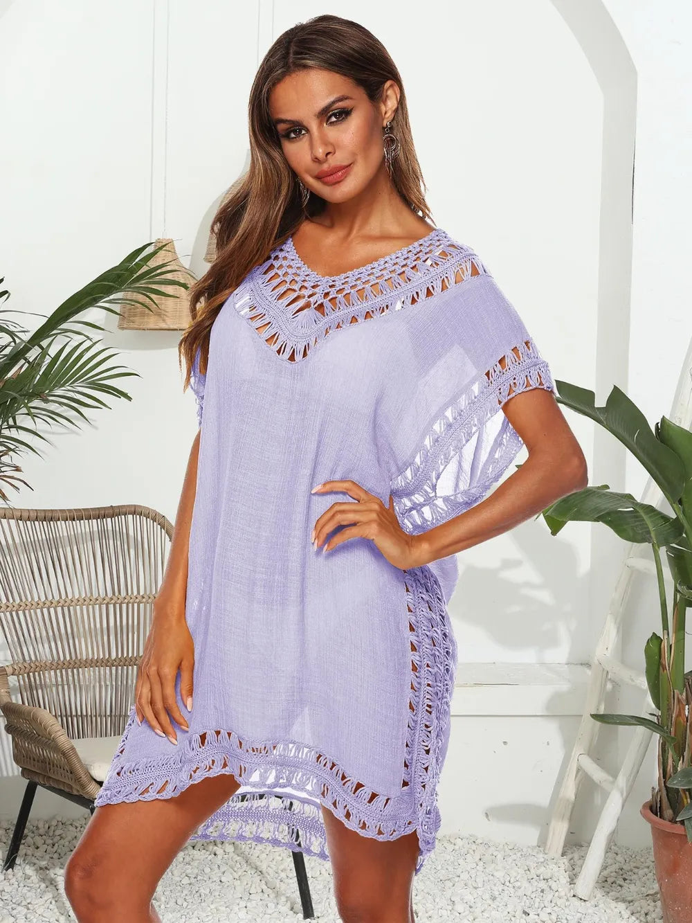 V-neck beach skirt cover hollowed out hand hook beach cover beach skirt