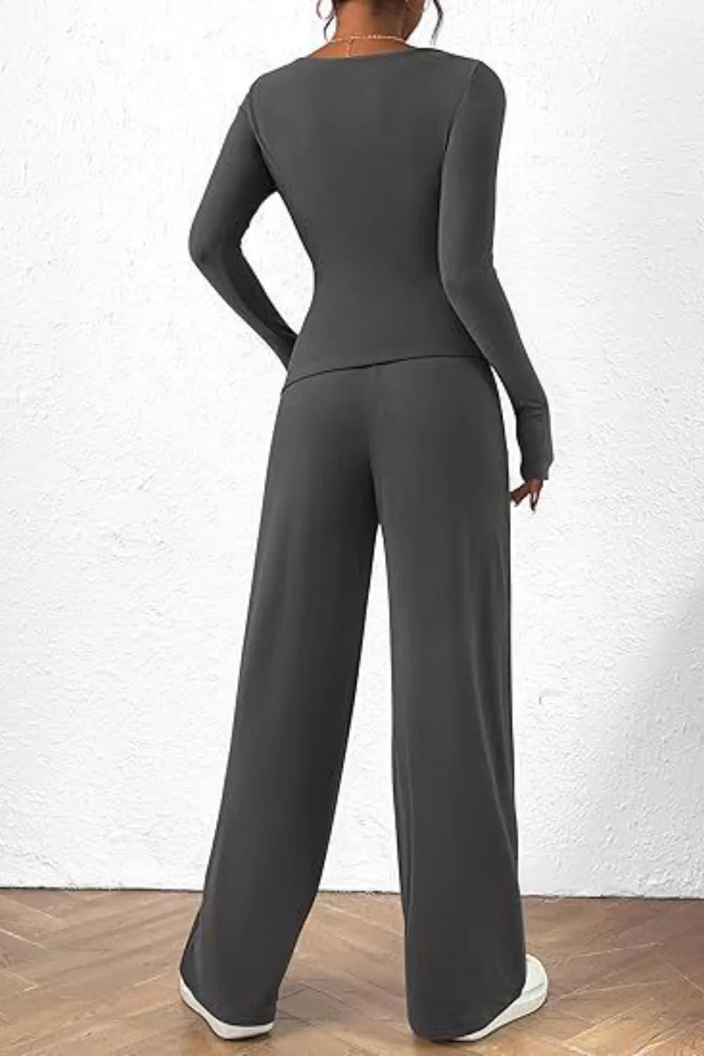 Casual suit asymmetrical long sleeved T-shirt wide leg pants casual sportswear