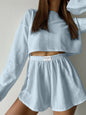 Spring and summer new fashionable loose fitting pullover top and shorts set