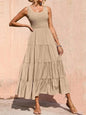 Strap top skirt with pleats and spliced A-line large swing dress