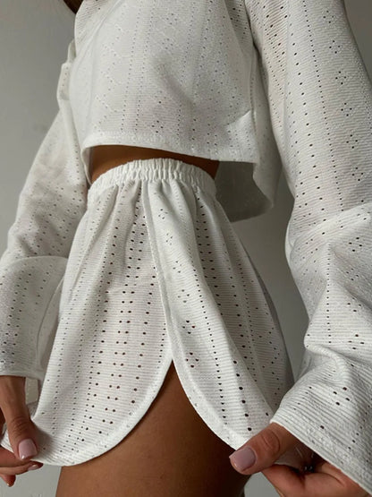 Spring and summer new fashionable loose fitting pullover top and shorts set