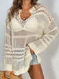 Hollow out top long sleeved beach top