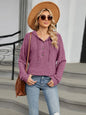 Autumn and winter new solid color hooded button loose long sleeved top