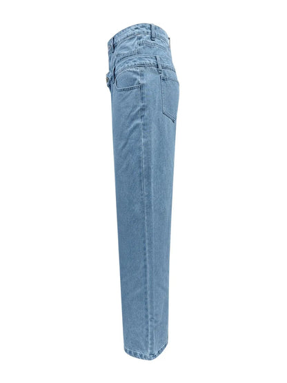 New autumn and winter double waisted wide leg straight leg pants