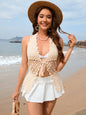 New hollowed out beach vacation knitted hooded jacket beach skirt