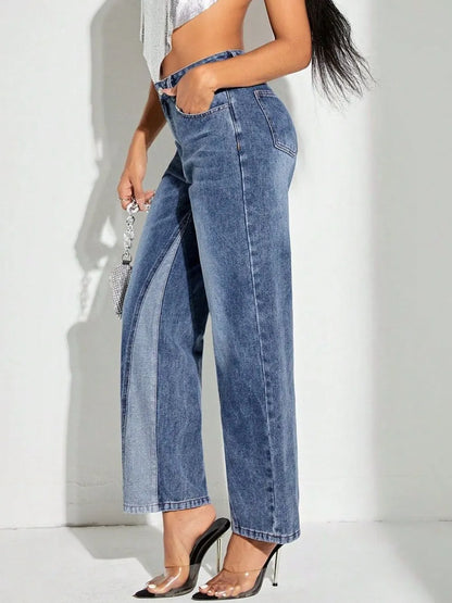 Fashionable wide leg patchwork jeans and pants