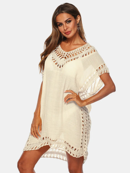 V-neck beach skirt cover hollowed out hand hook beach cover beach skirt