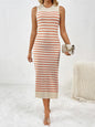 Round Neck Sleeve Midi Knit Dress