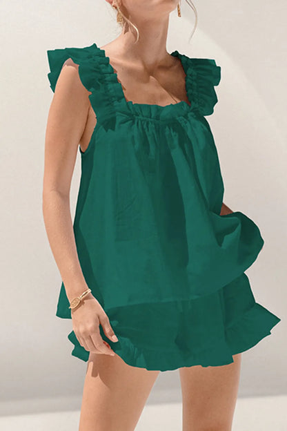 Tank top fashion temperament shorts two-piece set niche casual suit