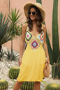 Splicing Beach Skirt Hook Flower Beach Hoodie Bamboo Cotton Beach Strap Skirt Ethnic Style