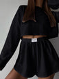 Spring and summer new fashionable loose fitting pullover top and shorts set