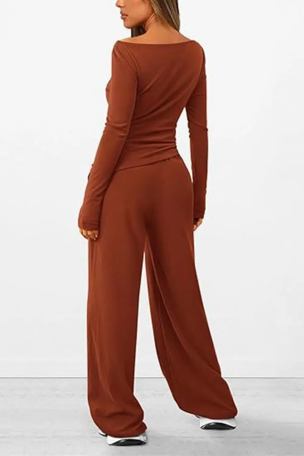 Casual suit asymmetrical long sleeved T-shirt wide leg pants casual sportswear