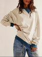 Long sleeved top loose trendy brand off shoulder round neck sweatshirt jacket for women in spring and autumn