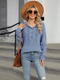 Autumn and winter new solid color hooded button loose long sleeved top