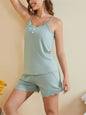 Neck Top and Shorts Lounge Set