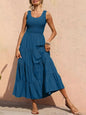 Strap top skirt with pleats and spliced A-line large swing dress