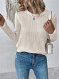 Solid color long short sleeved hollow casual shirt