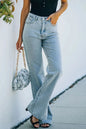 Washed split waist denim pants with a mid rise temperament casual pants