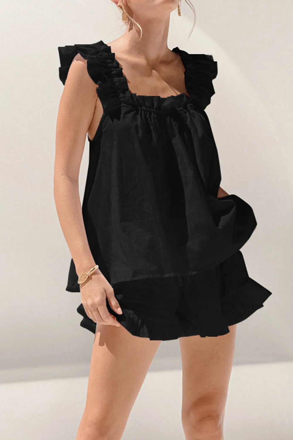 Tank top fashion temperament shorts two-piece set niche casual suit