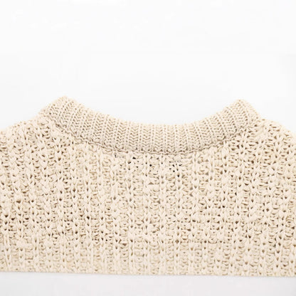 Fashionable transparent stiff yarn bow decoration knitted jacket