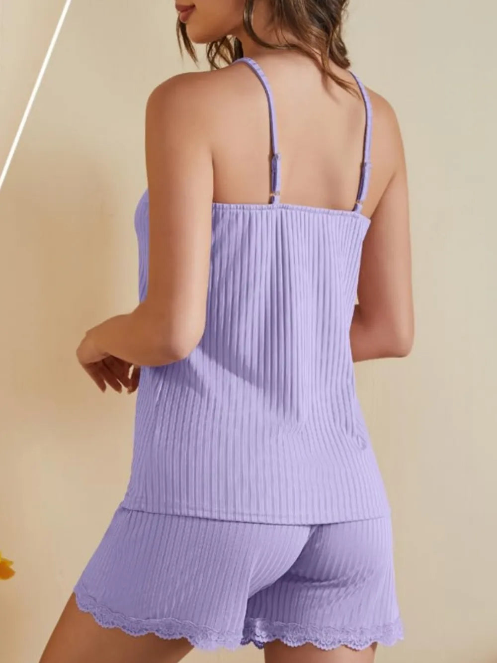 Neck Top and Shorts Lounge Set