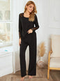 Women's sleepwear set with long sleeves and long pants two pieces of imitation cotton lace patchwork home suit set