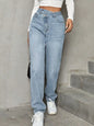 Fashionable trend slimming casual high waisted loose denim pants