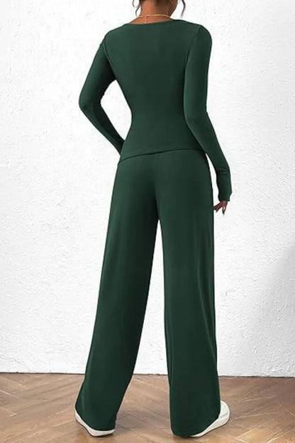 Casual suit asymmetrical long sleeved T-shirt wide leg pants casual sportswear