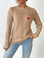 Autumn and winter round neck pullover simple base shirt heart sticker woven sweater