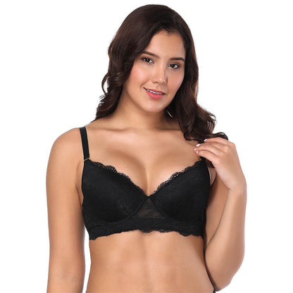 Underwear lace sexy bra thin mold cup steel ring