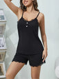 Neck Top and Shorts Lounge Set