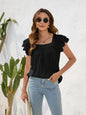 Ruffled Square Neck Cap Sleeve Blouse