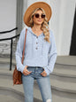 Autumn and winter new solid color hooded button loose long sleeved top