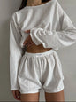 Spring and summer new fashionable loose fitting pullover top and shorts set