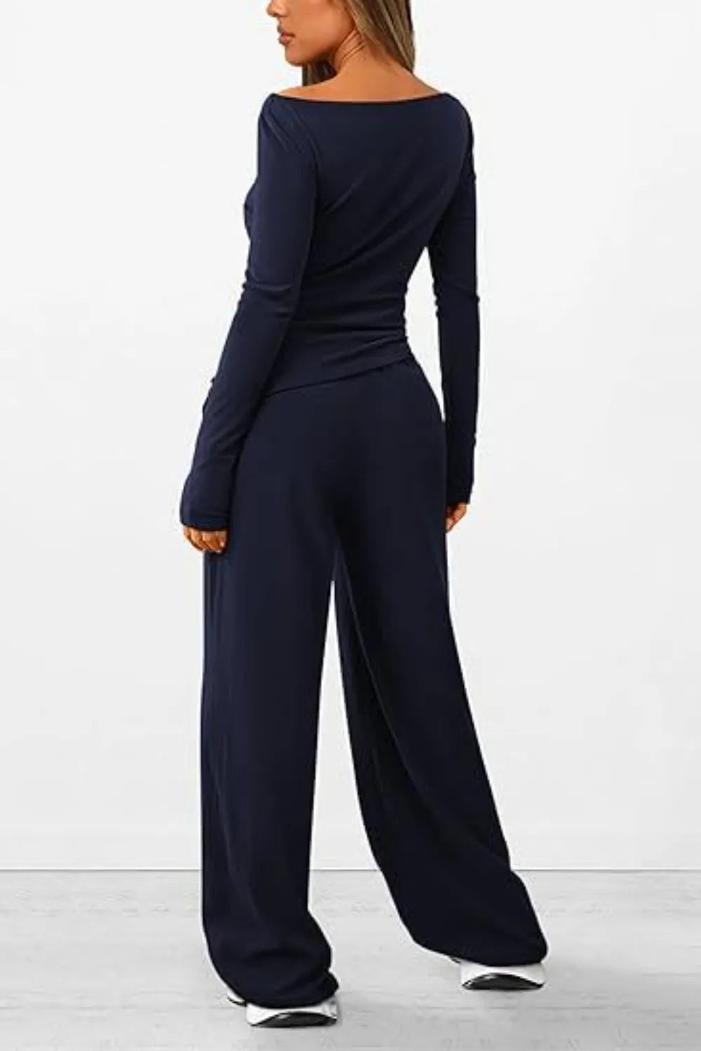 Casual suit asymmetrical long sleeved T-shirt wide leg pants casual sportswear