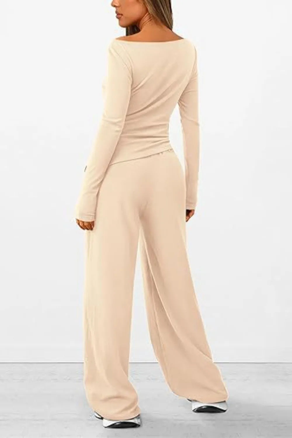 Casual suit asymmetrical long sleeved T-shirt wide leg pants casual sportswear