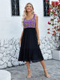 Hand hook flower spliced cotton yarn fabric purple temperament sleeveless dress beach skirt