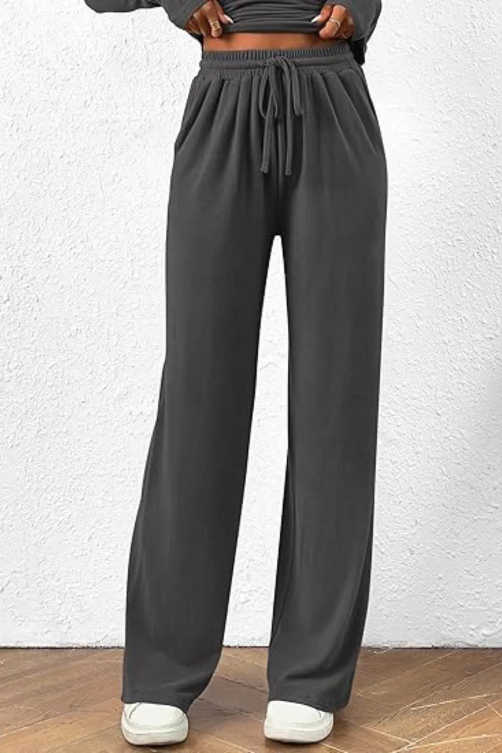 Casual suit asymmetrical long sleeved T-shirt wide leg pants casual sportswear