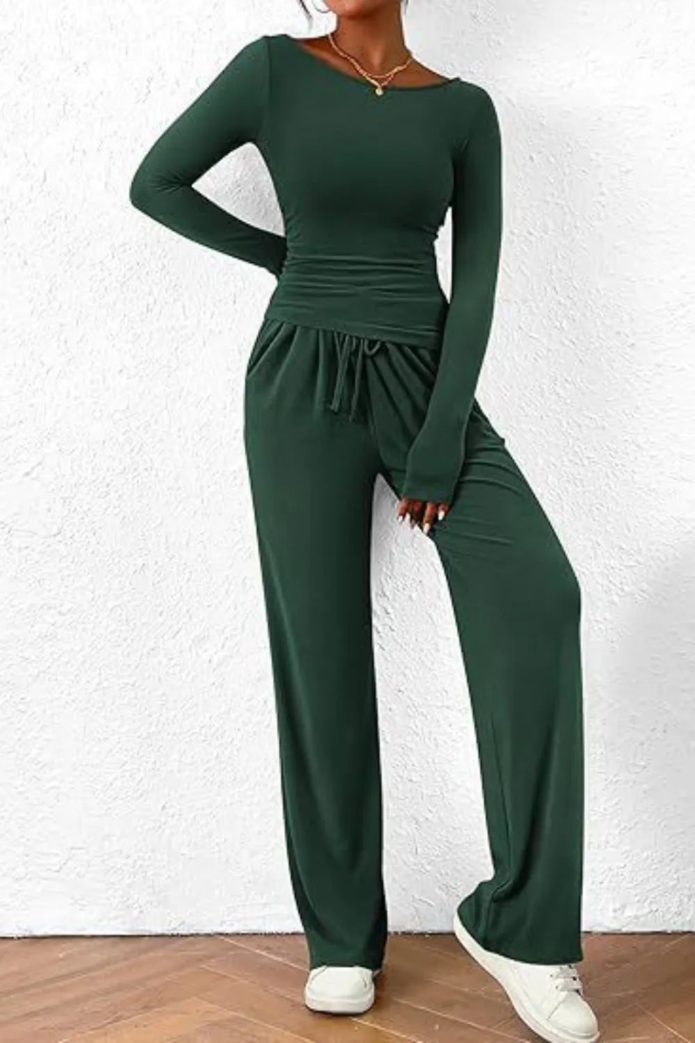 Casual suit asymmetrical long sleeved T-shirt wide leg pants casual sportswear