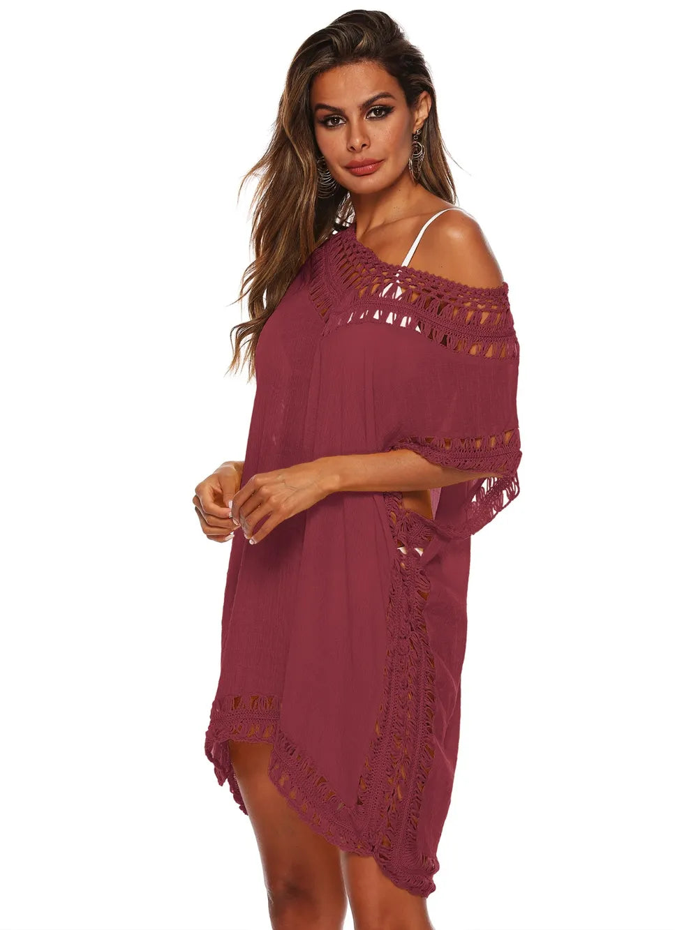 V-neck beach skirt cover hollowed out hand hook beach cover beach skirt