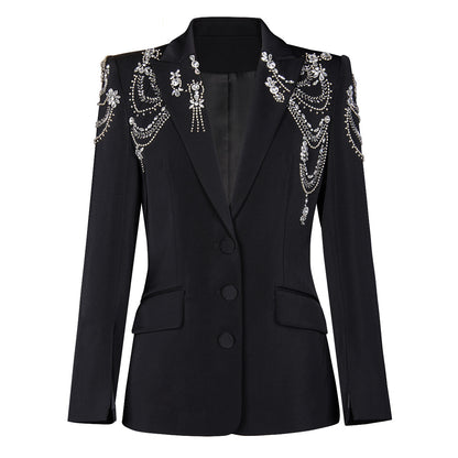 European and American style heavy industry nail bead suit jacket top suit jacket for women