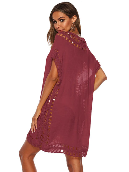 V-neck beach skirt cover hollowed out hand hook beach cover beach skirt