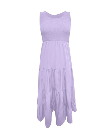 Strap top skirt with pleats and spliced A-line large swing dress