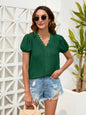 Dot Lace Detail V-Neck Blouse