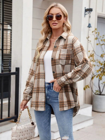Thousand bird plaid button down flannel shirt