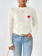 Autumn and winter round neck pullover simple base shirt heart sticker woven sweater